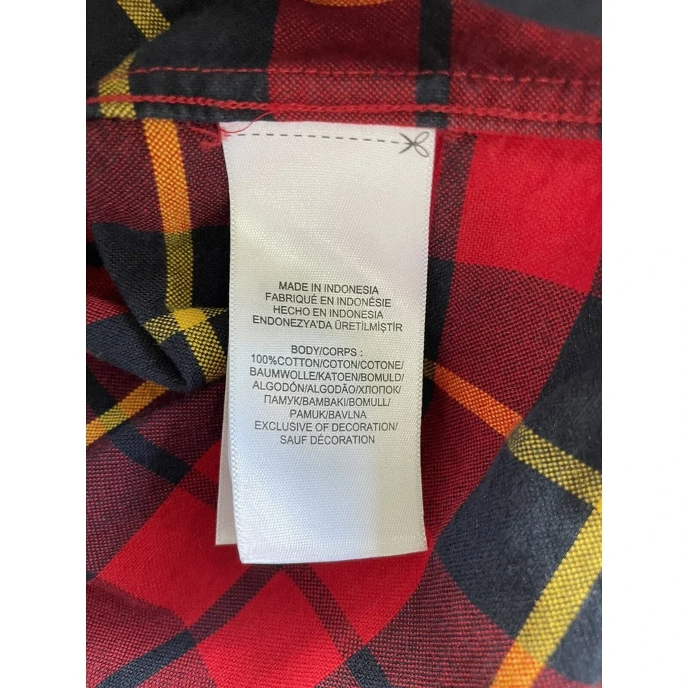 ralph lauren Red Yellow Navy Plaid Button Down Shirt Boys kids size small Preppy